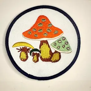Mushroom Shrooms Iron On Embroidered Patch 3.5