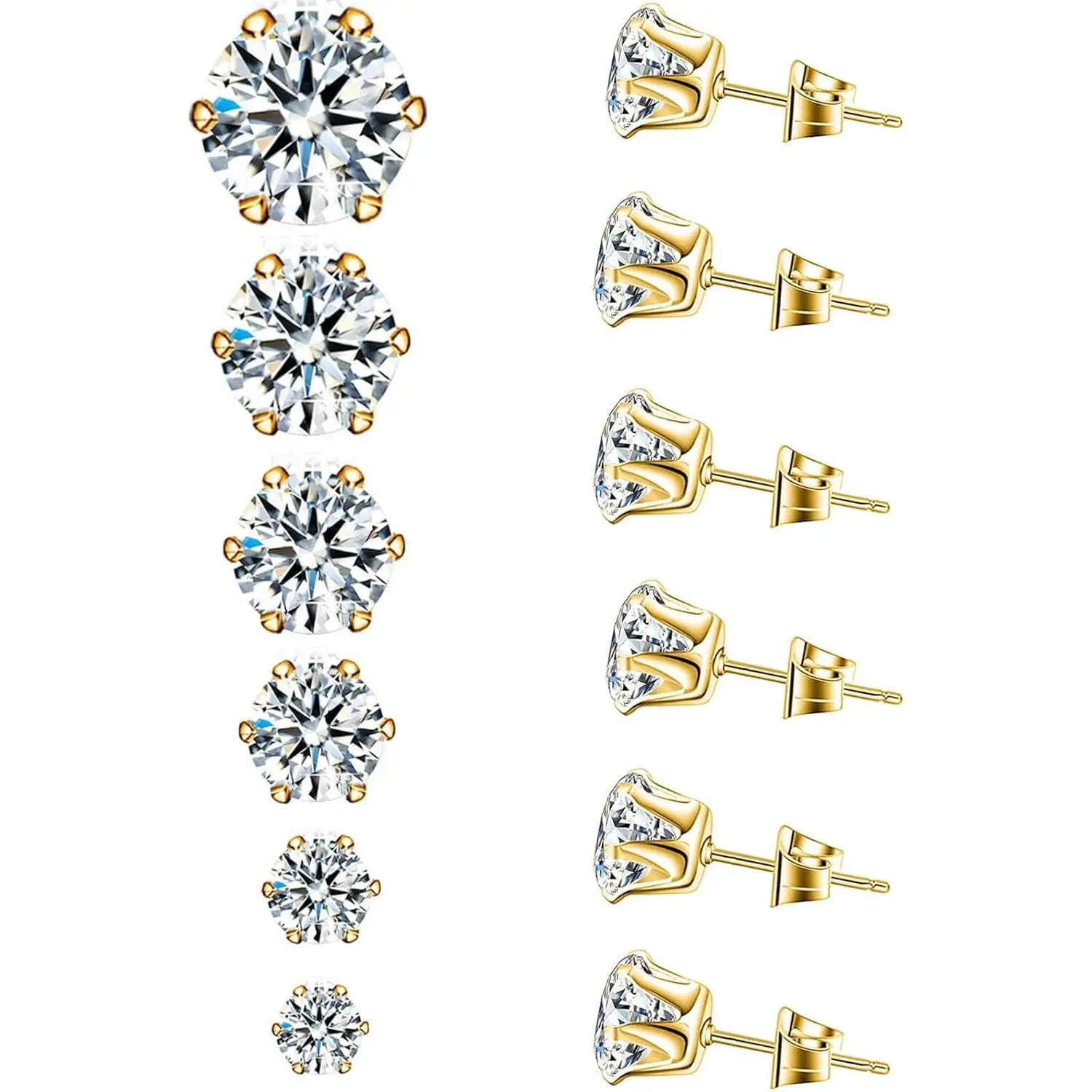 18K Gold-Plated AAA+ Cubic Zirconia for Men & – Round & Square Six-Prong Stainless , 3mm–8mm men's whimsical Black Heart Tassel Long spicy jhumka accessories women rook nikki reed jewelry Hypoallergenic Surgical Stud Earrings Set piercing disc pierced pri