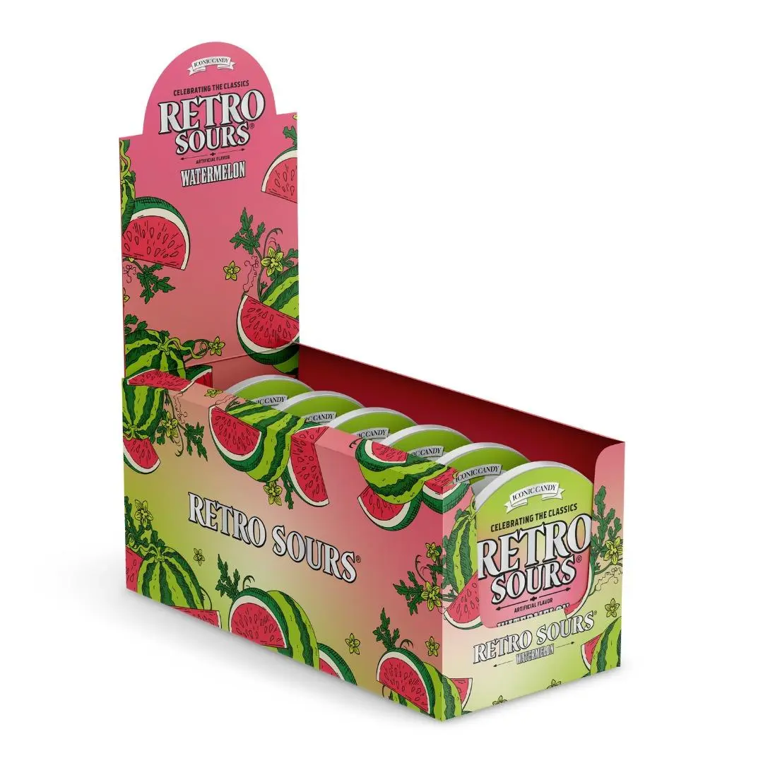 Retro Sours Watermelon Hard Candy 2.12 oz 8 ct Tray