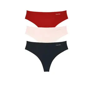 Calvin Klein Underwear Calvin Klein Thong 3 Packs in Black, Nymphs Thigh, & Red Stamp