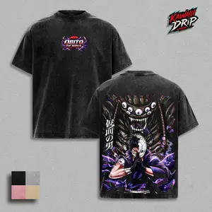 Obito Uchiha Ten Tails Jinchuriki T-Shirt – Vintage Washed Graphic Tee, Oversized Heavyweight Anime Shirt, Double-Sided, Large Back Graphic, Dark Fantasy Aesthetic, Soft Washed Finish, High-Quality Cotton Fabric, Unisex, Anime Merch, Gift for Naruto Fans