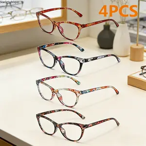 4pcs Anti-blue Light  Glasses Ultralight TR90 Sport Presbyopia Eyeglasses Women Men Far Sight Optical Eyewear Diopters
