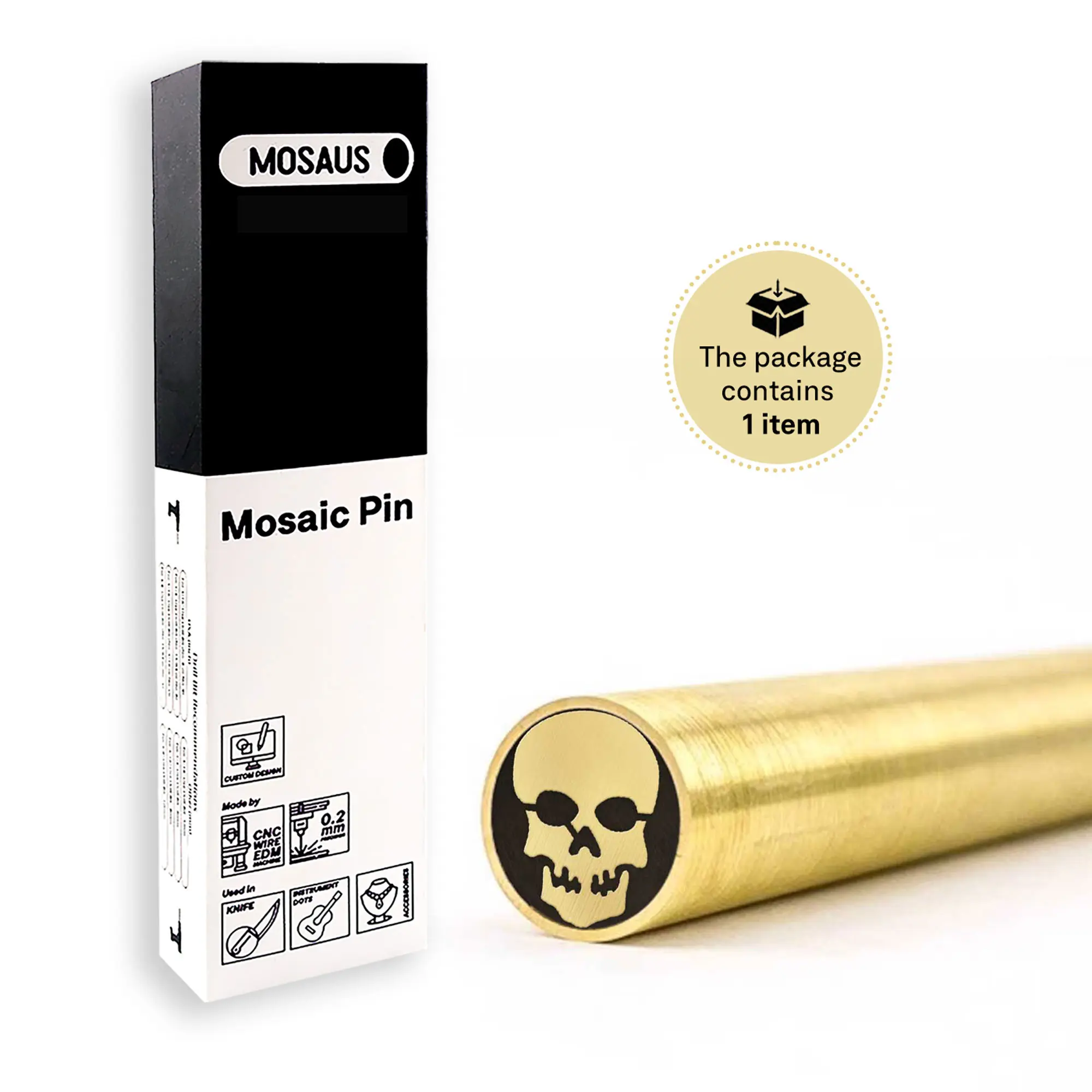 MOSAUS Mosaic Pin for Knife | Skull | Brass or Stainless | Decorative Brass Knife Handle Pins