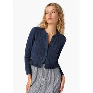 Lilibeth Pointelle Cardigan Moody Blue