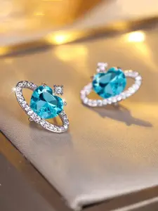 Heart Design Stud Earrings As Valentine's Day Gift, Luxury Rhinestone Decor Stud Earrings, Ideal Fashion Matching Jewelry Valentine's Day Gift