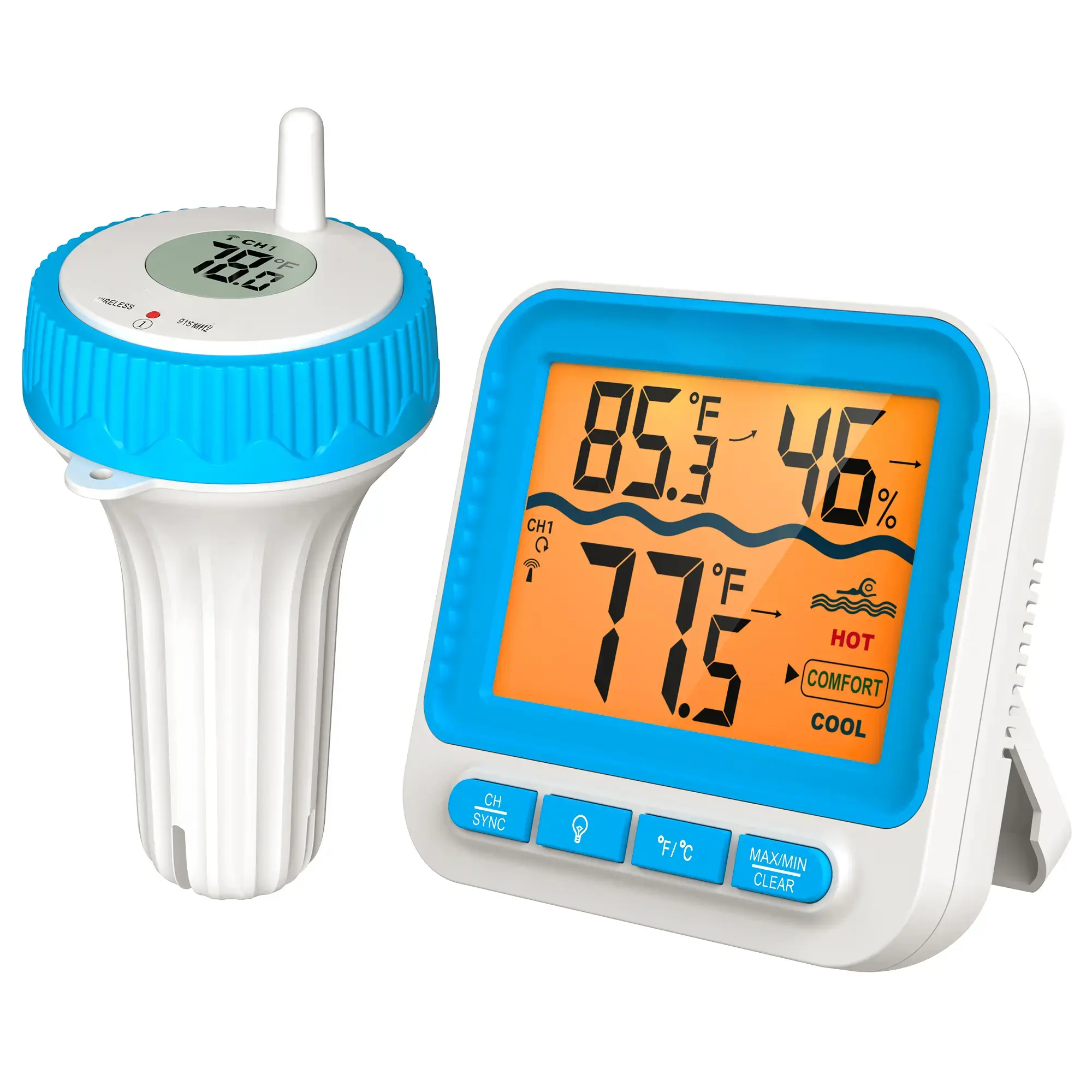 Floating Wireless Digital Pool Thermometer - IPX8 Waterproof, Large Screen Digital Display, Pool Monitoring Tool for Hot Tub, SPA | Father's Day Gift