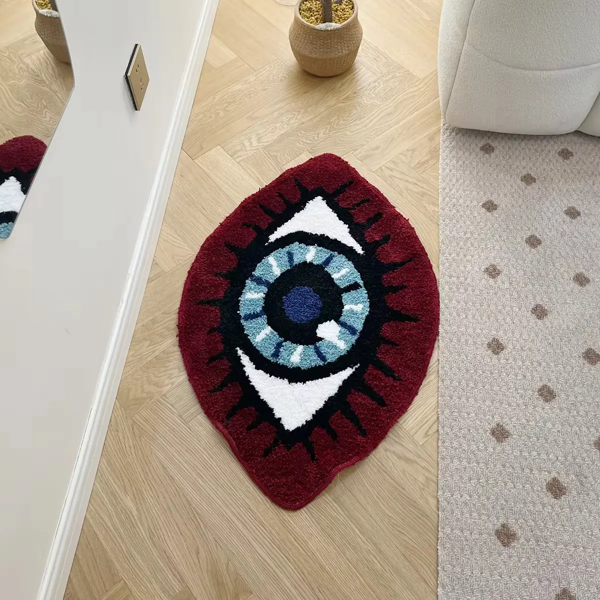 Eye Pattern Modern Acrylic Fluffy Mat - 80x53cm Indoor Rug, Soft Skin-Friendly Non-Slip, Absorbent Machine Washable Home Accent, Suitable for Front Door/Bedroom, Garage