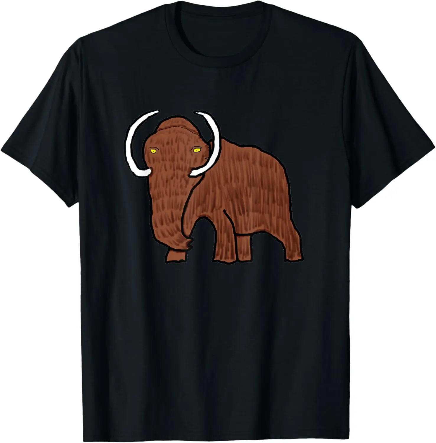 Women's Vintage Graphic T-Shirt, Funny Woolly Mammoth Distressed Print, 100% Cotton Streetwear Top for Everyday Clothes