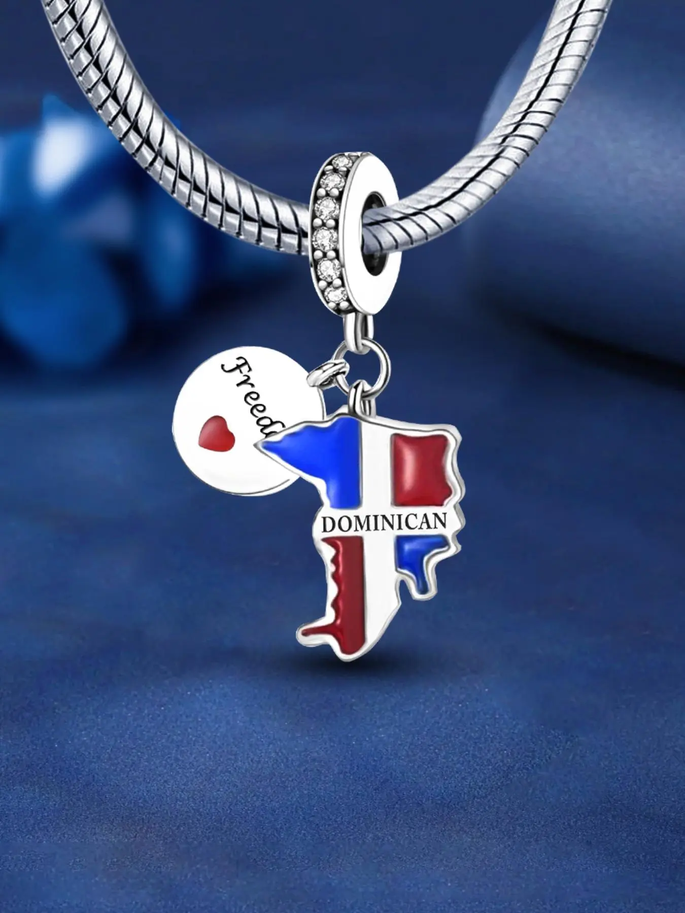 Colorblock Dominican Republic Charm, Charms Bracelet, Fashionable Charms for Women & Girls, Trendy All-match & Exquisite Jewelry for Birthday Gift, Jewelry Accessories, Fashionable Accessory