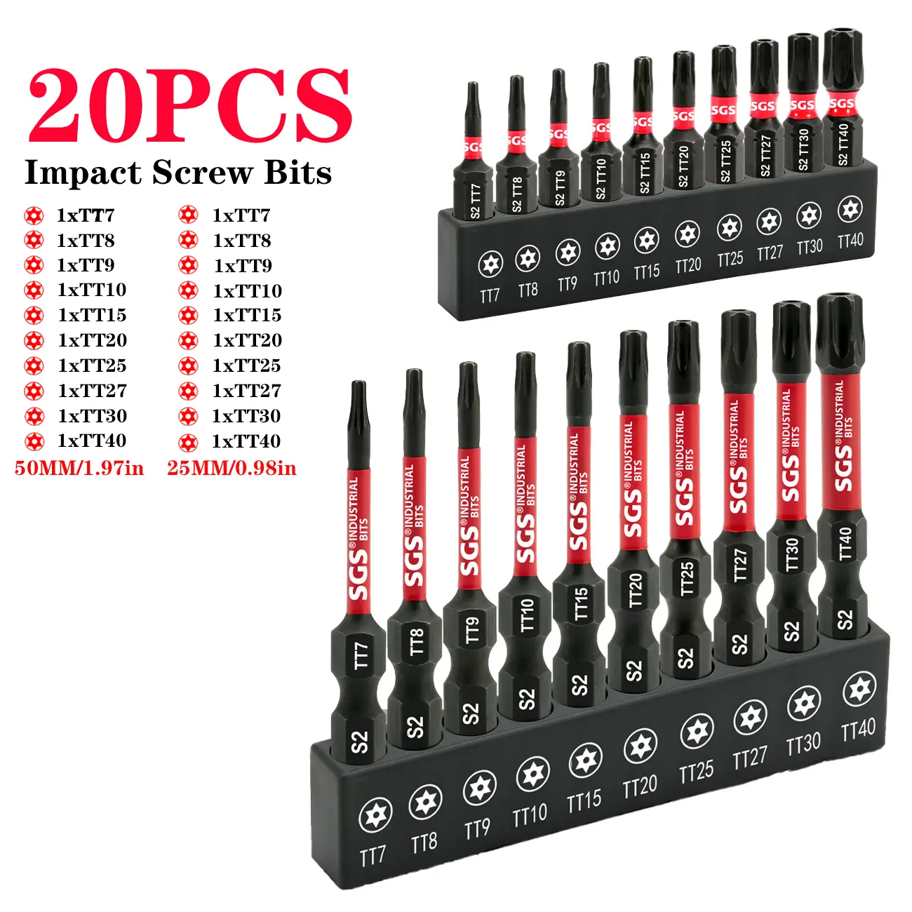 20 Pcs Industrial Security Torx Screwdriver Bits, S2 Alloy Steel, Impact And Wear-Resistant, Anti-slip Magnetic Drill Head, Ultra-high Torque, 1/4 Inch Hex Shank, Designed For Automotive, Machinery, Home Repair, Handicrafts, Offices Use