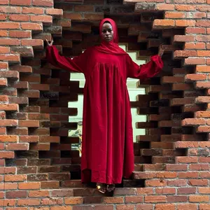 (Final Sale)  Dubai Made Fall/Winter Rouge Red Corduroy  Abaya Perfect for Cold Weather Comfortable & Stylish Abaya