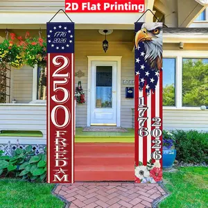 【4thofjuly /fourthof2D Flat Banner -2 pieces in total, celebrating the 250th anniversary of the United States from 1776 to 2026, perfect for patriotic parties and home decoration, suitable for indoor and outdoor use, with a flat banner size of 30 * 180cm.