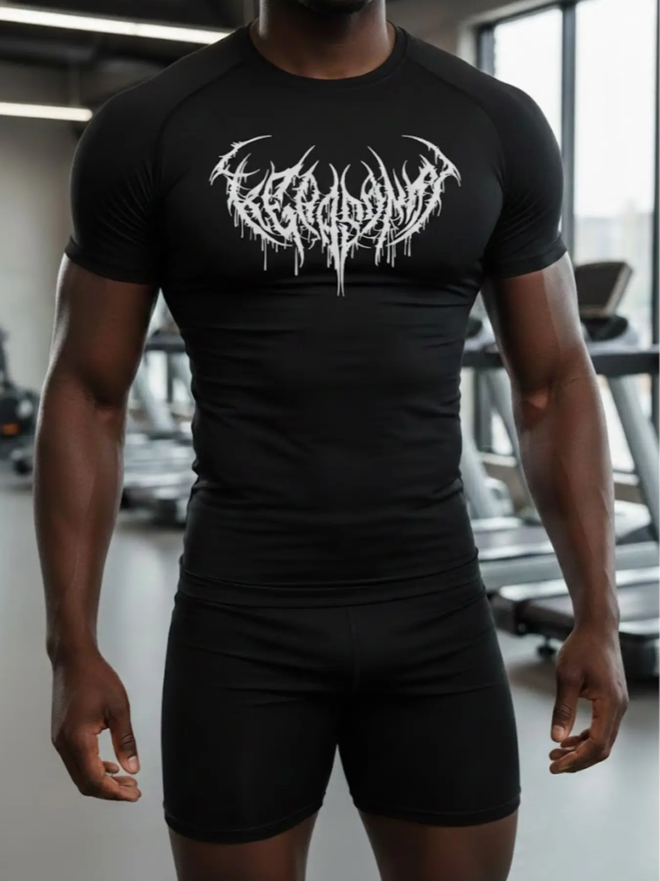 1-Pack Men's Quick Dry Compression T-Shirt, Compression Sports Tops, Graphic Print High Stretch Breathable Moisture Wicking Performance Base Layer Top for Gym Workouts, Outdoor Exercise & Daily Active Wear, Compression Tee, Active T Shirts