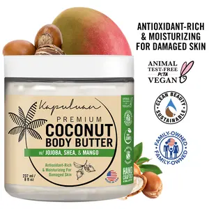 Kapuluan Coconut Body Butter with Jojoba Oil, Shea, and Mango 8oz Body Care Lotions