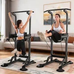 Power Tower Pull Up Bar Stand Adjustable Height Dip Station Workout Equipment Multi-Function Strength Training Exercise Equipment 330LBS for Men Women Home Gym