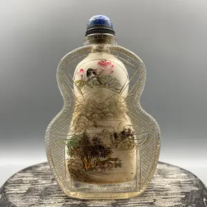A1543 Old Chinese Crystal Inside Painting Live In Remote Mountains Design Snuff Bottle w Stopper
