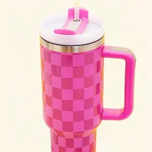 Large Check It Out Beverage Cup 40oz Pink- Perfect for Stay-at-Home or on-the-Go Drinkware tumbler bottle