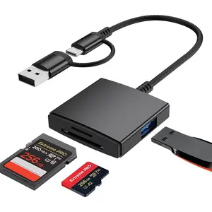 SD Card Reader USB, USBA & USB C Memory Card Reader for  PC, SD/ SD/TF to USB Adapter Digital Camera Adapter for  15&16 / MacBook/USBC Laptop/Tablet/Android Phone