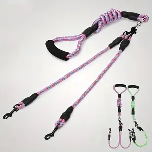 Double/Triple-ended Dog Leash, 1 Set Removable Wave Pattern Pet Leash, Pet Traction Rope, Anti-winding Pet Supplies for Outdoor Walking, Dog & Cat Accessories