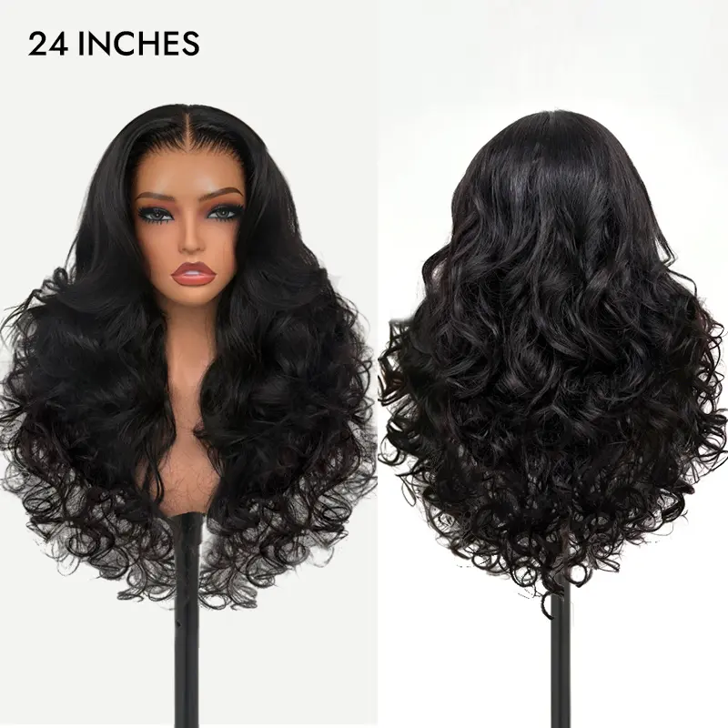 [Spring Musts] Wiggins Hair Ocean Wave Glueless Wig Pre-Cut 13x4 HD Lace Front Wig Human Hair Face Framing Curtain Bangs Wig Natural Hairline Pre-Bleached Invisible Knots #tiktokshopstockup #mothersdaygift