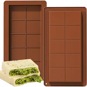Chocolate Bar Mold Silicone Chocolate Bar Molds, Deep Rectangular, 2 Pack, Large Size for Stuffed Bars (2PCS Deep Size)