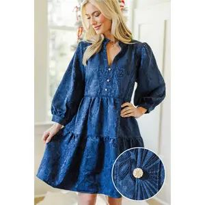 NURSING COLLECTION: All Up To You Navy Blue Textured Dress