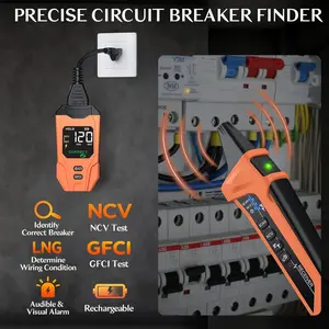 Circuit Breaker Finder with LCD Display, GFCI Outlet Tester, Rechargeable Electrical Circuit Tracer Tool with NCV Test and Flashlight for Electrical System and Installation Applications