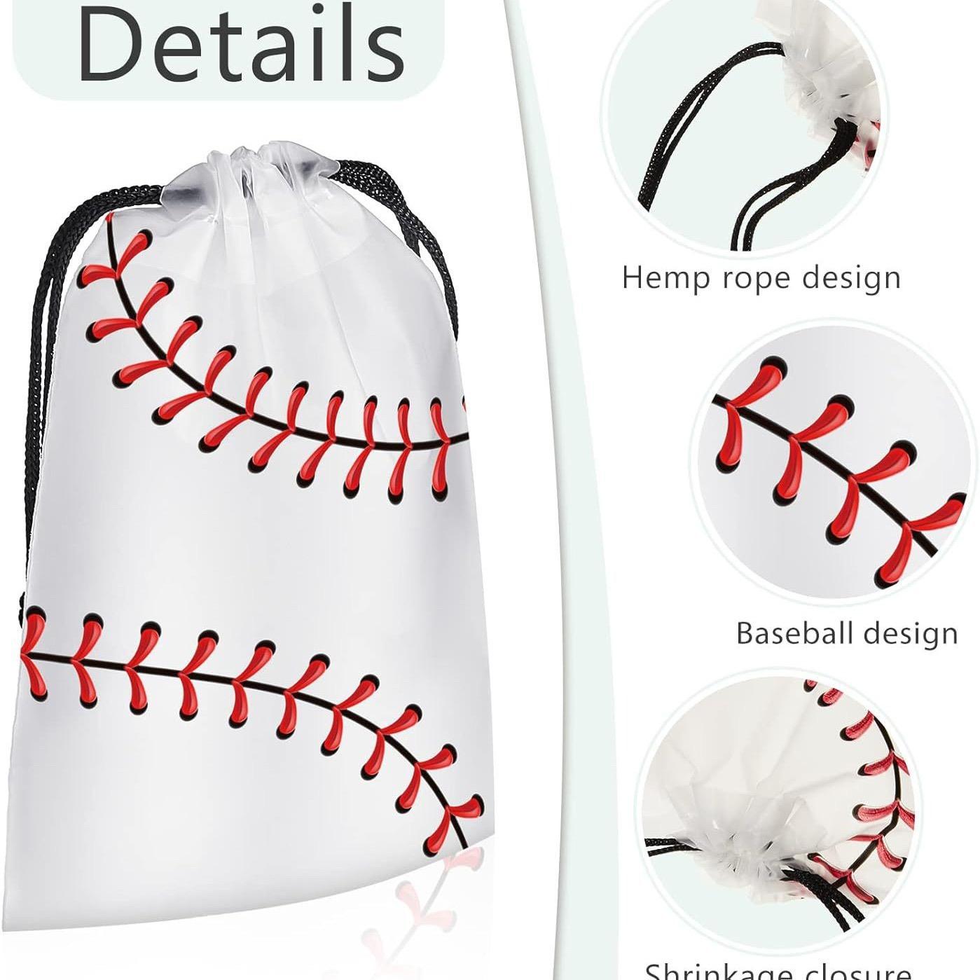 50 Pack Baseball Drawstring Bags + 50 Free Baseball Stickers | EVA Waterproof Equipment Bag for Boys, Durable Backpack for Bat, Glove & Helmet, Sports Gift for Youth Little League