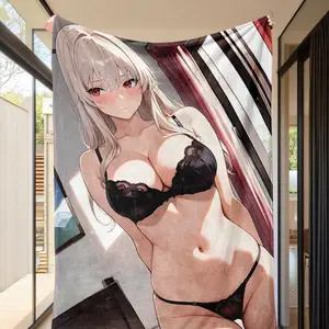 Soft Plush Blanket with Sexy Anime Girl Design, Cozy Multifunctional Throw for Naps & Gifts, Perfect Birthday Present for Friends