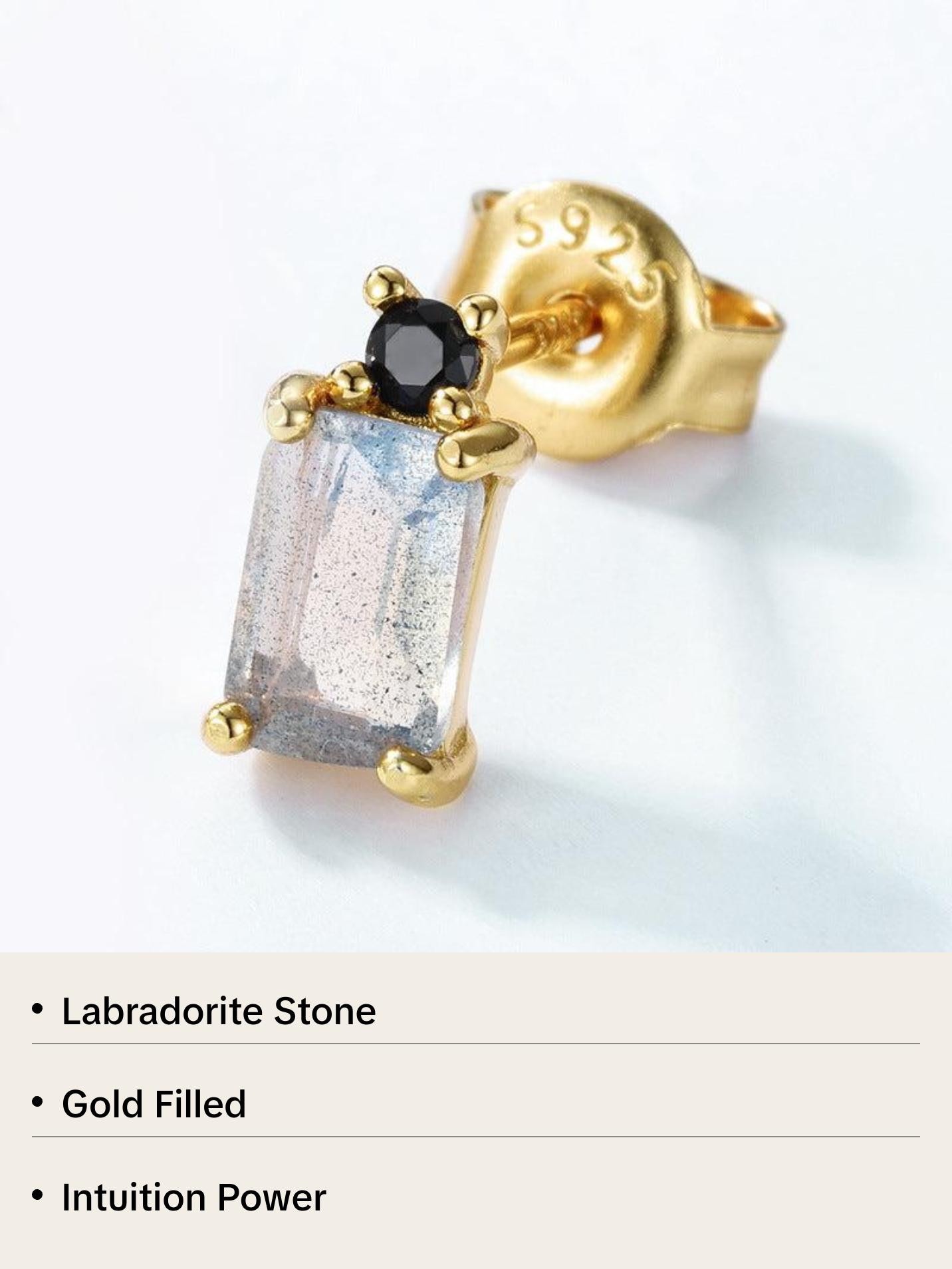 Labradorite Dainty Radiant Stud Earrings