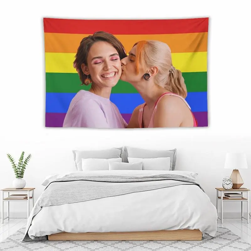 Tapestry  Custom Rabow Pride Flag  , Personalized LGBTQ Flags Design Your Own Image Logo Photo Text Single Customized Funny Flags Tapestry for Bedroom Room Dorm Concerts Outdoor Garden Decor
