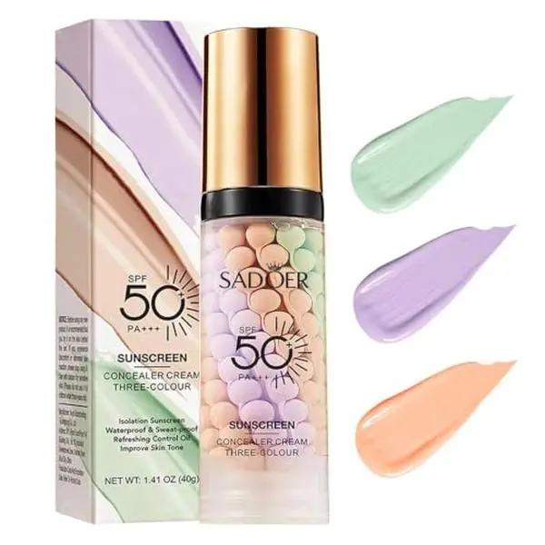 3 In 1Primer for Face Before Makeup,Sunscreen Color Corrector Primer,SPF 50 | One Step Color Corrector Face Primer,Blurs Imperfections Oil Control & Moisturizing Skin Tone Correcting,Radiance Skin
