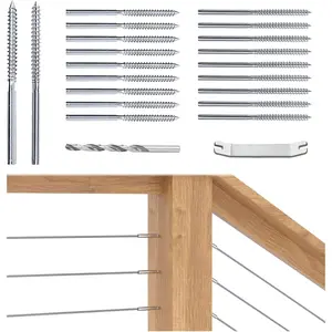 1/8" Cable Railing Hardware Kit Swage Lag Screws Left and Right Handed Thread for Wood Post T316 Stainless Steel Deck Cable Railing System 50 Pairs CK17