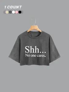 Summer New Round Neck Cropped Design Top, Stylish & Comfortable Summer Knit Apparel, Perfect for Everyday Casual Wear, Trendy Fashion Accessory
