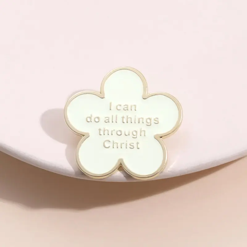 Christian Lapel Pin I Can Do All Things Through Christ, Mother's Day Graduation Gift, Ceramic Brooch Badge for Women & Men, Flower Brooch, Floral Pins, Flower Accessories, Alloy Brooch Pin