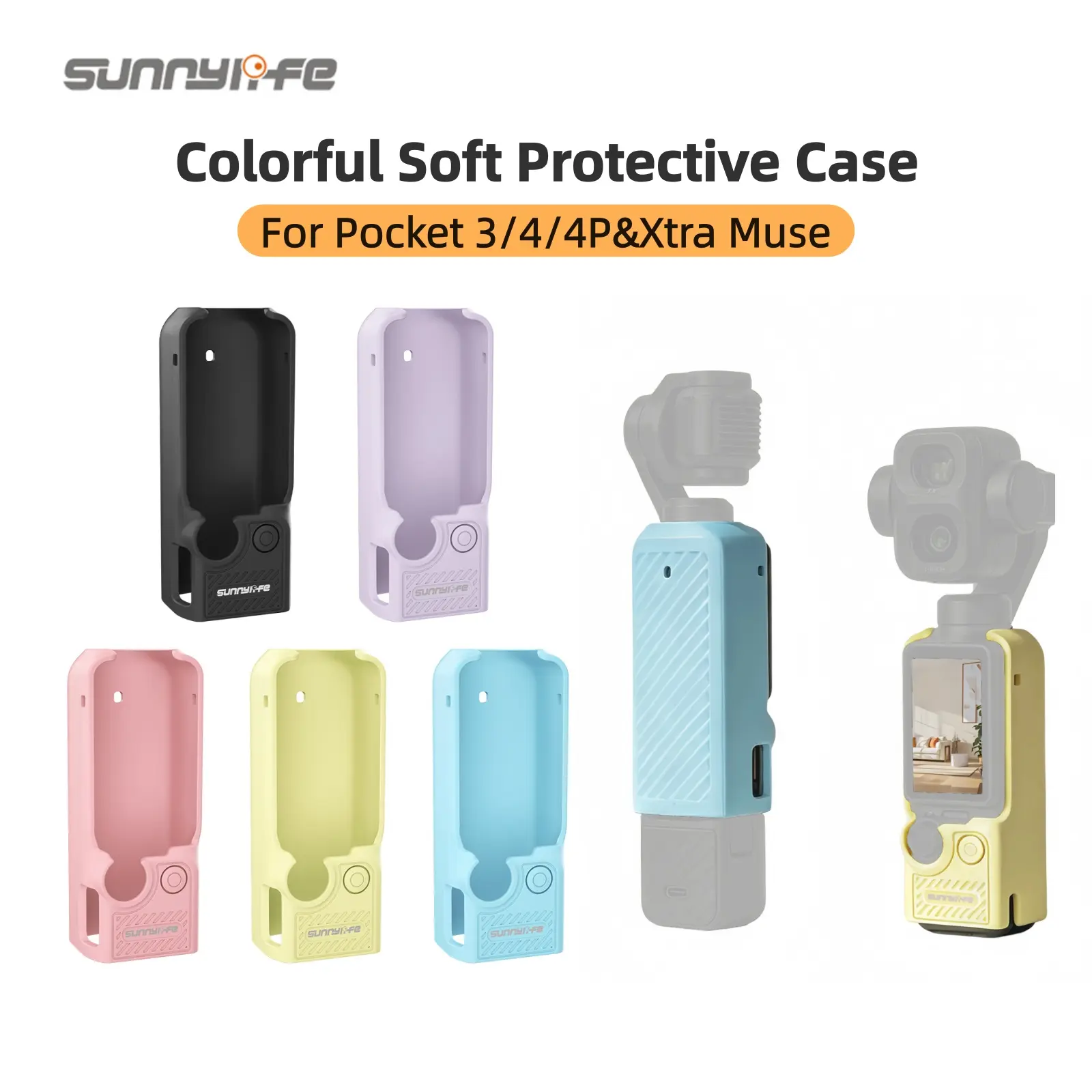 Sunnylife Soft TPU Protective Case for DJI Osmo Pocket 4P/4/3 & Xtra Muse, Camera Body Accessory with Heat Dissipation Design for Protection & Seamless Recording