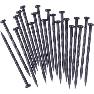 50PCS 8 Inch Spiral Plastic Landscape Anchoring Spikes for Garden Lawn Yard Paver Weed Barrier Artificial Turf