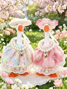 2 Set Desk Goose Spring Outfit 7 inch Mini Goose Yellow outfits with Hat Sunglasses for Summer Magnetic Desk Goose Statue Decor