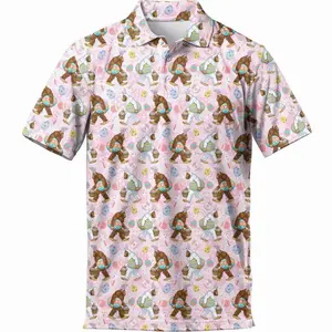 Bigfoot Easter Golf Polo Shirt, Sasquatch Bunny Holiday Vacation