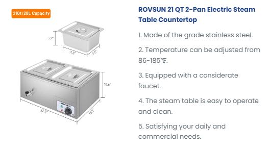 [ FLASH SALE ] ROVSUN 21 QT 2-Pan Electric Steam Table Countertop
