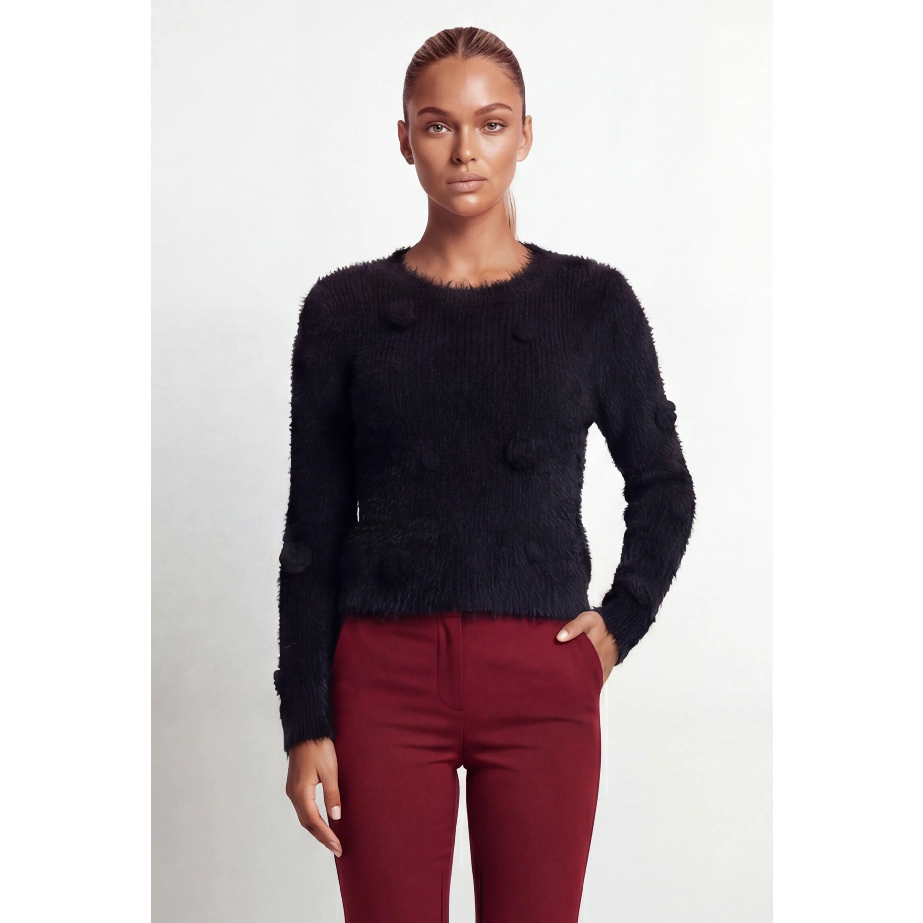 Rose Eyelash Knit Sweater