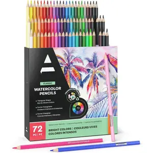 72 Watercolor Pencils, Water Color Pencils in Assorted Shades, Triangular Shape Drawing Pencils