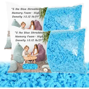 Bean Bag Filler - 10lbs Shredded Memory  Filling, High Density >=3.12 lb/ft3, Blue Pillow Stuffing for Bean Bag Chair, Couch Cushion,  Bed, Stuffed , DIY,  &