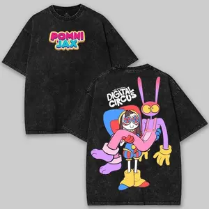 Pomni x Jax The Amazing Digital Circus T-Shirt, Double Printed TV Show Graphic Tee, Cotton Short Sleeve Top, Gift for Movie & Fans