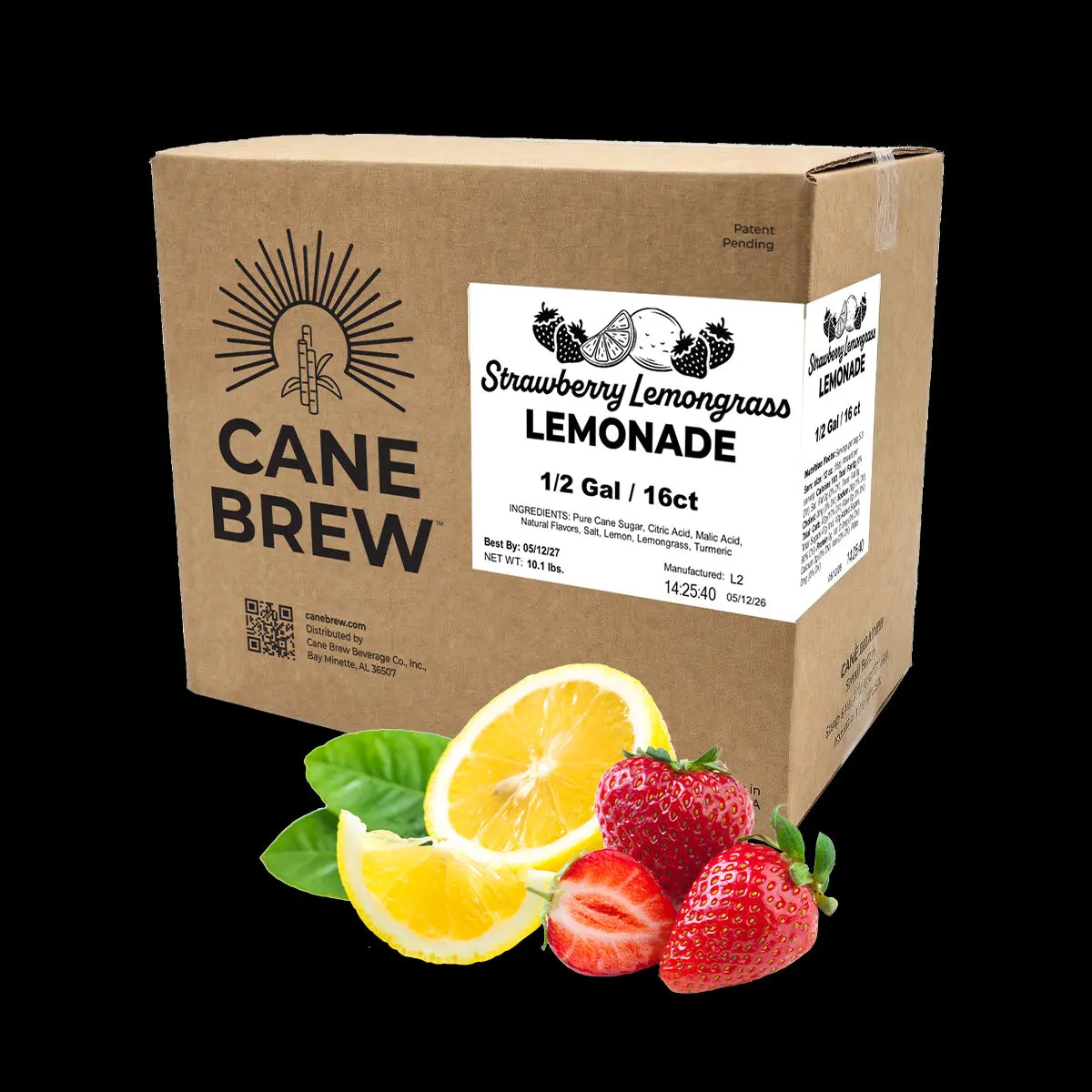 Cane Brew Strawberry Lemongrass Lemonade - 16 Half-Gallon Cold Brew Tea Bags - Gluten Free - Non-Returnable