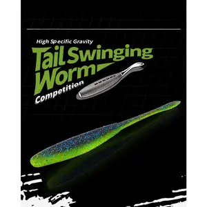 DeepJaw Outfitters TailSwinging Worm Competition Soft Plastic Lures Paddle Tail Worm with Salted Formula Slow Sinking Artificial Bait for Bass Trout Walleye Black Bass