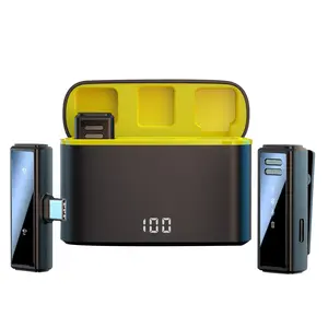 Dual Wireless Lavalier Microphone with Digital Display Charging Case Noise Reduction Mic for Mobile Live Streaming