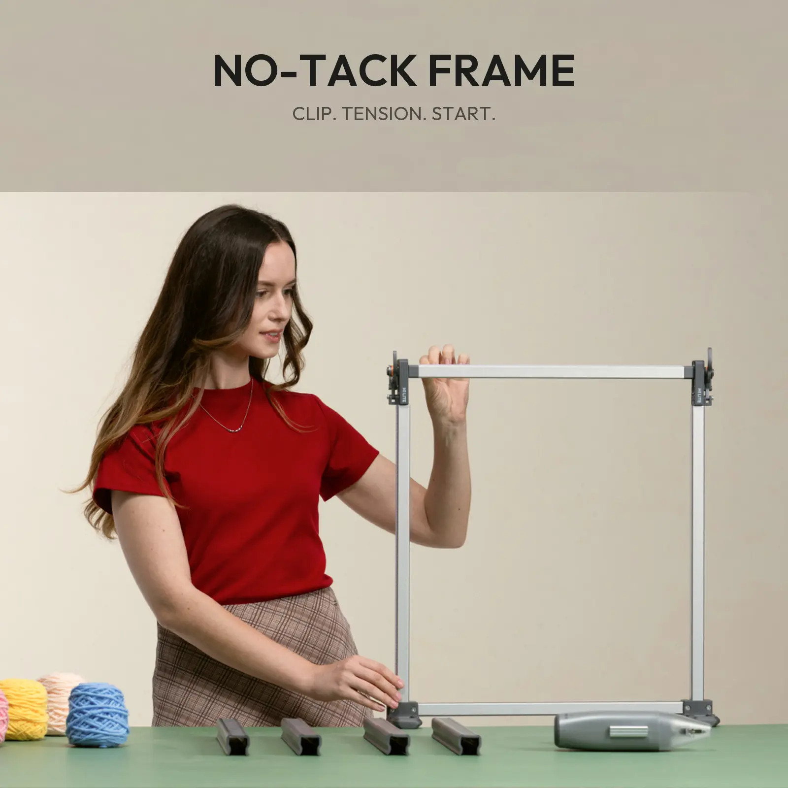 No-Tack Tufting Frame Kit with Clawlab H1 Lite Gun, 23.6 in Tabletop Rug Making Starter Kit