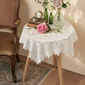Lace Tablecloth for Coffee Table, Bedside Cabinet, Sofa, Refrigerator, Round Tablecloth, Rustic Style, Perfect for Home Decor