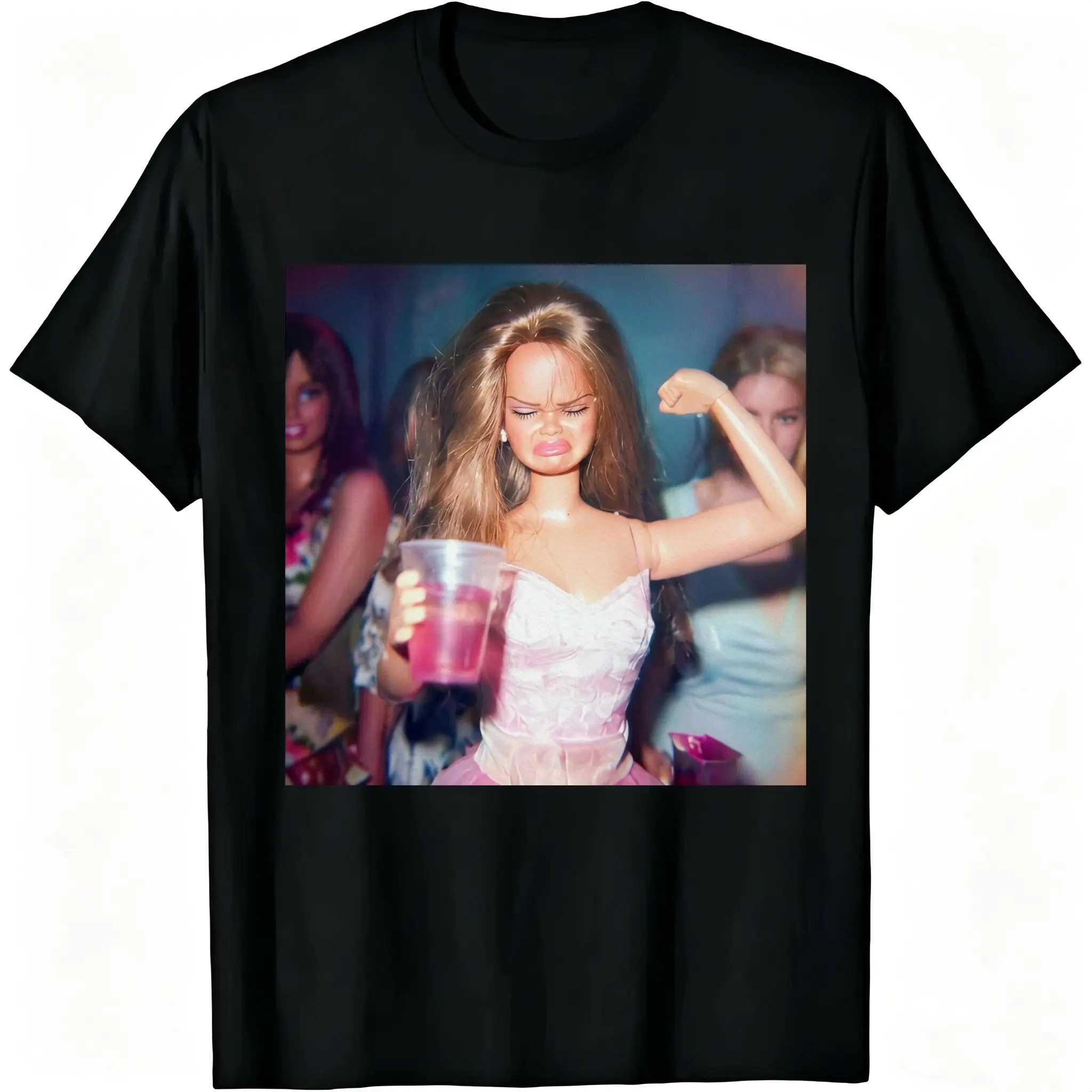 Doll Face Party Drinking POV Tee | 100% Cotton Soft Oversized Shirt | Sassy Angry Doll Graphic Top | Club & Rave Ready Streetwear | Funny Viral Meme Tee for Edgy Fashion | TikTok Trending Doll Style | Casual Breathable Cotton Tee for Night Out